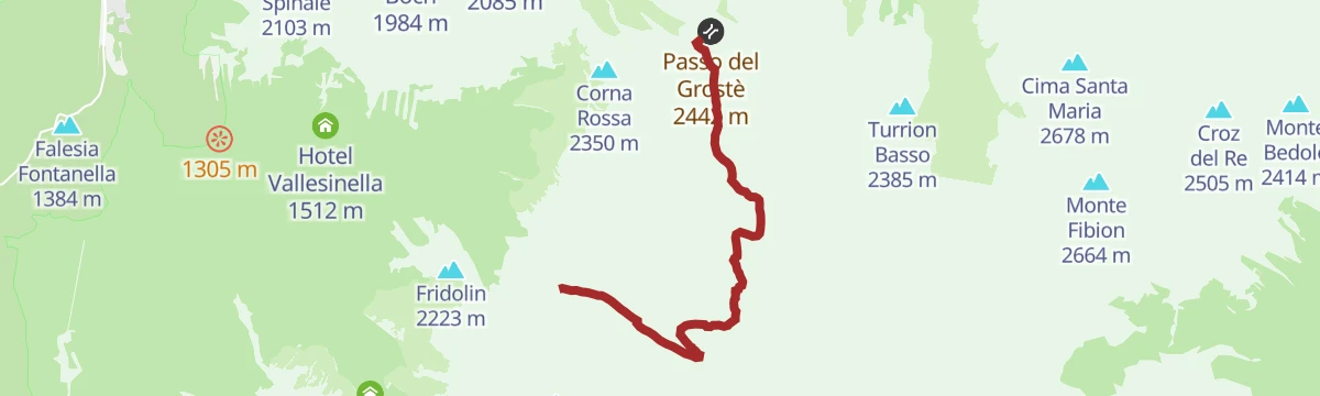 Route map: Via ferrata Alfredo Benini, Brenta Dolomites